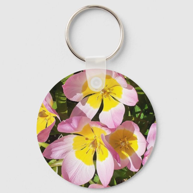 Pink & Yellow Flowers  Keychain (Front)