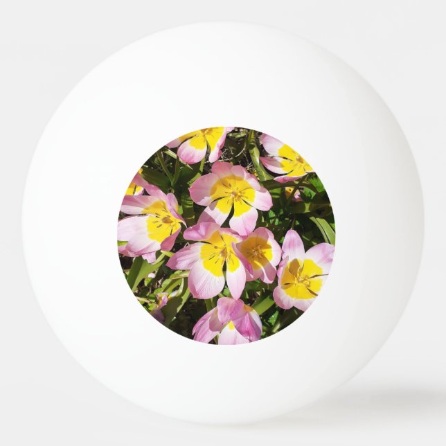 Pink & Yellow Flowers Ping Pong Ball (Front)