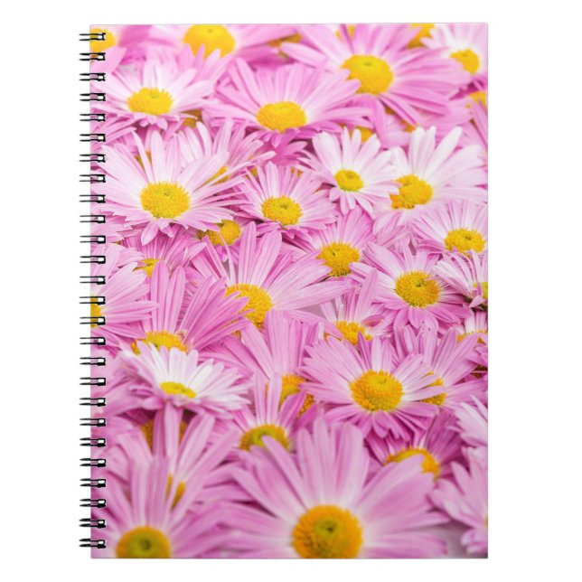 Pink Yellow Flowers Seamless Background Notebook (Front)