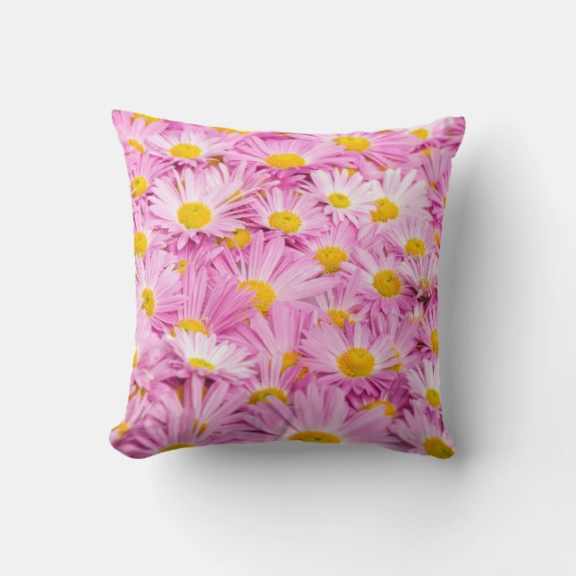 Pink Yellow Flowers Seamless Background Throw Pillow (Front)