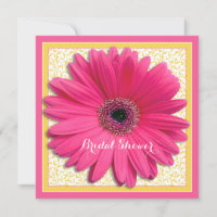Pink Yellow Gerbera Daisy Bridal Shower Invitation