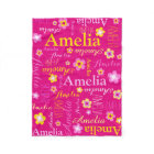 Pink yellow girls name Amelia flower blanket