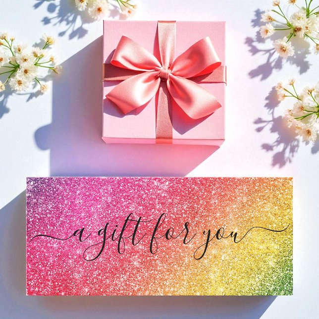 Pink Yellow Glitter Business Gift Certificate (Creator Uploaded)