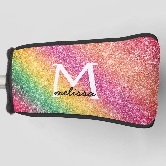 Pink Yellow Glitter Girly  Golf Head Cover (Front)