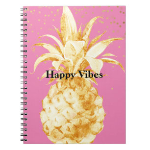 Pink Yellow Gold Pineapple Notebook