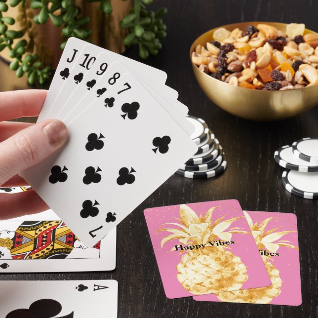 Pink Yellow Gold Pineapple Playing Cards (In Situ)