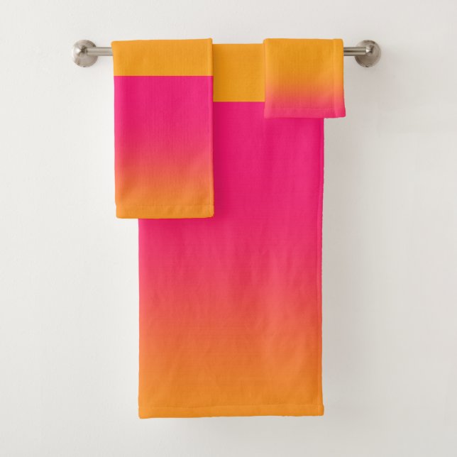 Pink Yellow Gradient  Bath Towel Set (Insitu)