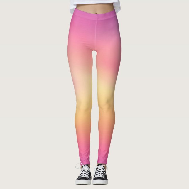 Pink Yellow Gradient Pattern Leggings (Devant)