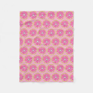 Pink Yellow Grapefruit Citrus Fruit Foodie Slice Fleece Blanket
