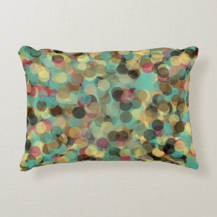 pink yellow green and blue circle pattern abstract accent pillow