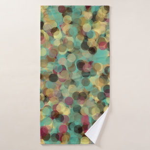 pink yellow green and blue circle pattern abstract bath towel