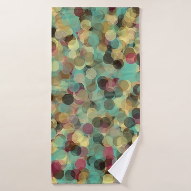 pink yellow green and blue circle pattern abstract bath towel (Bath Towel)