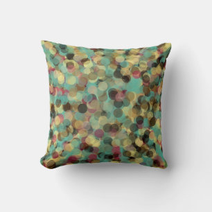 pink yellow green and blue circle pattern abstract throw pillow