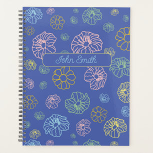 Pink, Yellow, Green, Blue Flowers_ Floral Pattern  Planner