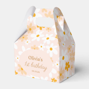 Pink Yellow Groovy Daisy Birthday Favor Box