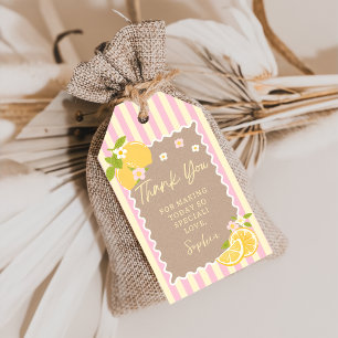 Pink & Yellow Lemon Freshly Birthday Gift Tags