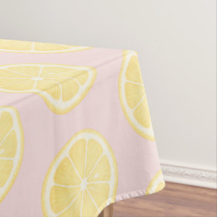 Pink Yellow Lemon  Tablecloth
