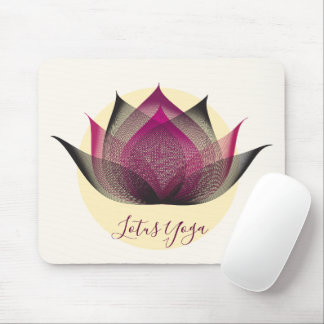 Pink Yellow Lotus Flower Art Elegant Unique Yoga Mouse Pad