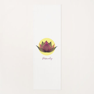 Pink Yellow Lotus Flower Simple Elegant Modern Yoga Mat