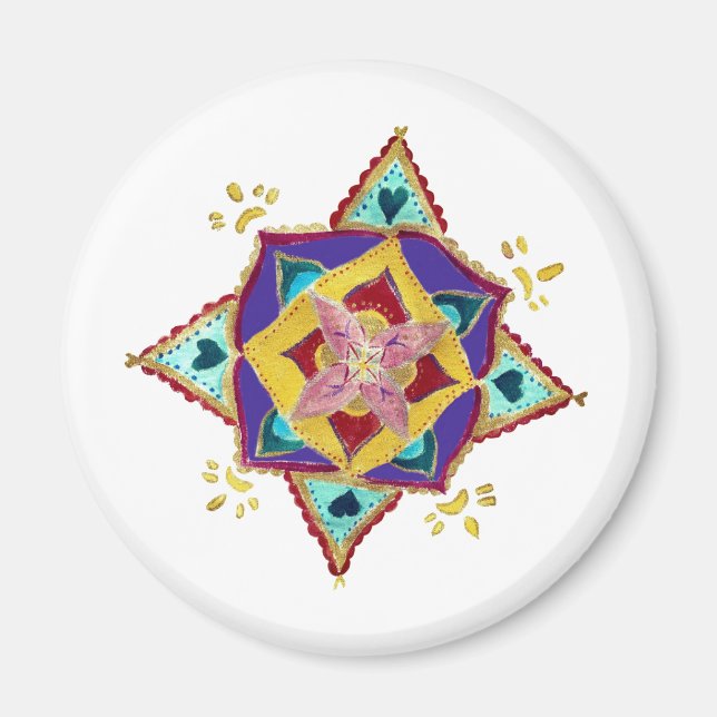 Pink Yellow Mandala Magnet (Front)