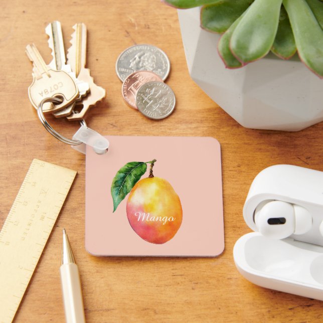 Pink Yellow Mango Fruit Keychain (Desk)