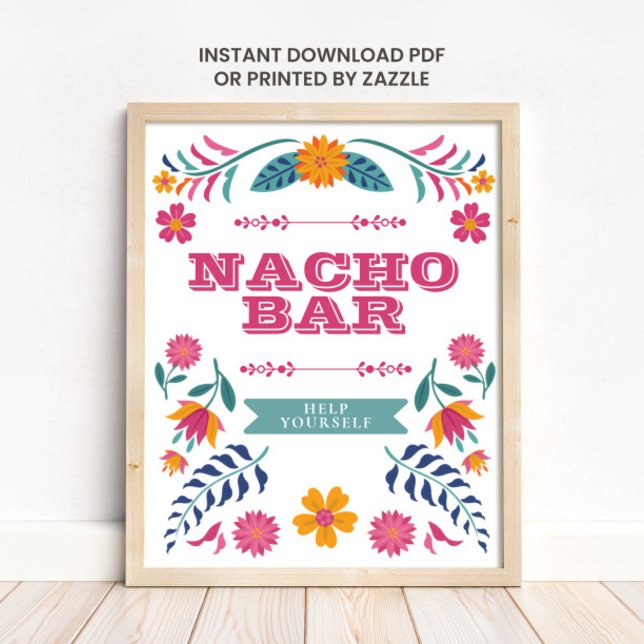 Pink Yellow Mexican Fiesta Nacho Bar Sign (Creator Uploaded)