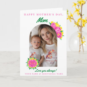 Pink & Yellow Mother's Day Tulips Photo Arch Card