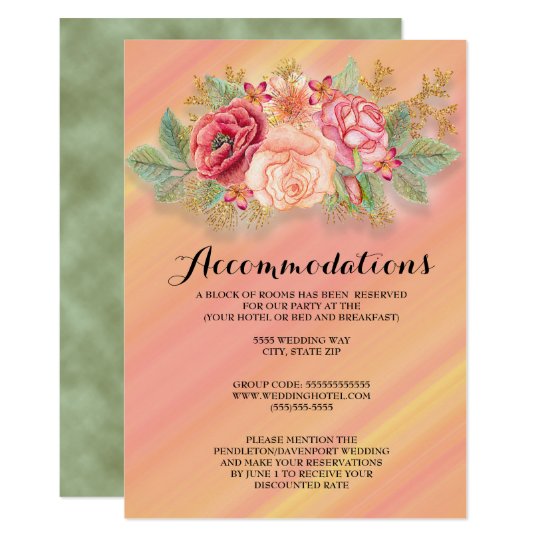 Pink Yellow Ombre' Watercolor Floral Wedding Card