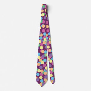 Pink Yellow Orange Green Blue & Purple Polka-Dots Tie