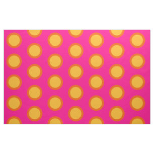 Pink Yellow Orange Polka Dot Combed Cotton Fabric