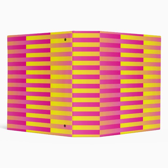 Pink Yellow Orange Striped Pattern Binder (Background)