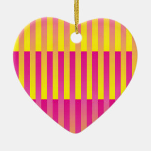 Pink Yellow Orange Striped Pattern Ceramic Ornament