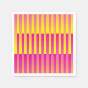 Pink Yellow Orange Striped Pattern Napkin