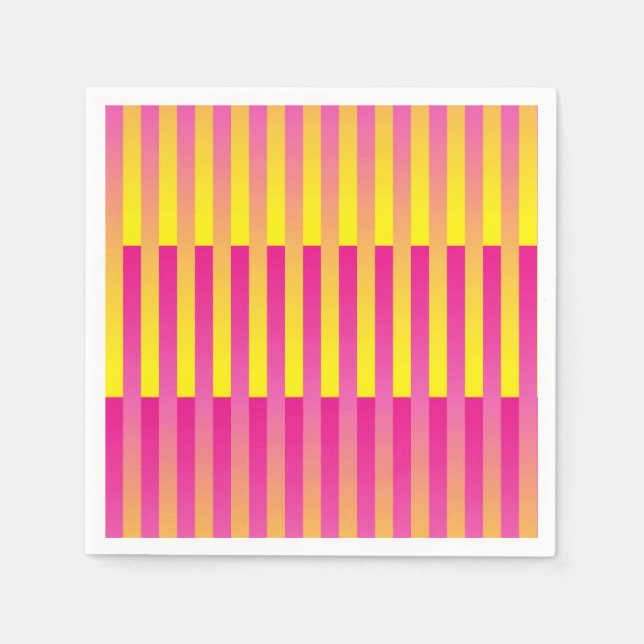 Pink Yellow Orange Striped Pattern Napkin (Front)