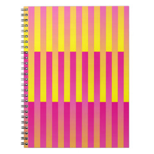 Pink Yellow Orange Striped Pattern Notebook