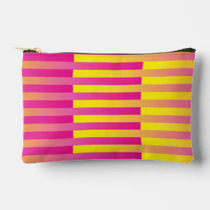 Pink Yellow Orange Striped Pattern Small Accessory Pouch