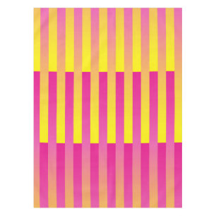 Pink Yellow Orange Striped Pattern Tablecloth