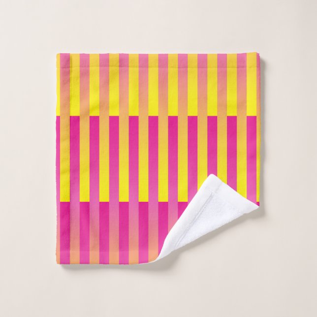 Pink Yellow Orange Striped Pattern Wash Cloth (Wash Cloth)