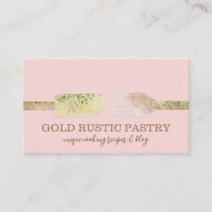 Pink Yellow Pastry eucalyptus leaf spoon Business Card