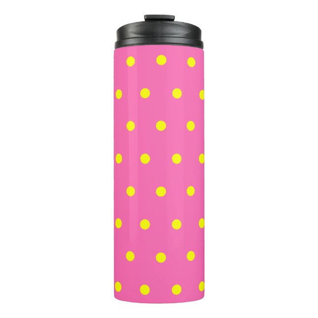 Pink Yellow Polka Dots Thermal Tumbler (Front)