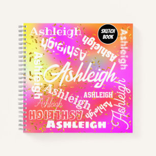Pink, Yellow, Purple, Personalized Word Art Name Notebook