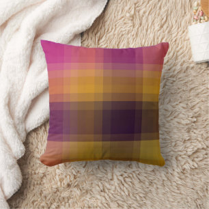 Pink Yellow Purple Plaid Decor Throw Pillow