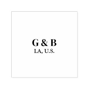 Pink yellow rainbow add couple name place city wed self-inking stamp