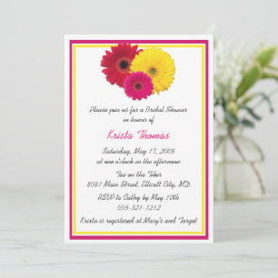 Pink Yellow Red Gerbera Daisy Shower Invitations