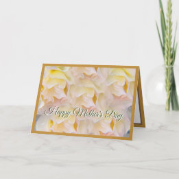 Pink Yellow Rose Cluster Golden Mothers Day Card