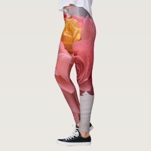 Pink yellow rose Leggings
