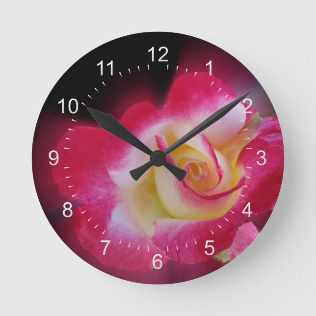 pink yellow rose round clock (Front)