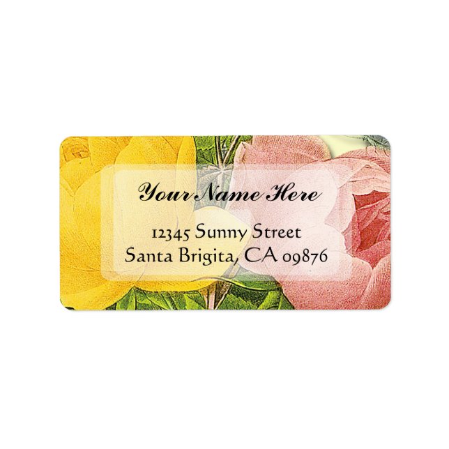 Pink Yellow Roses Custom Address Labels (Front)