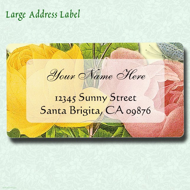 Pink Yellow Roses Custom Large Address Labels (Pink Yellow Roses Custom Large Address Labels)