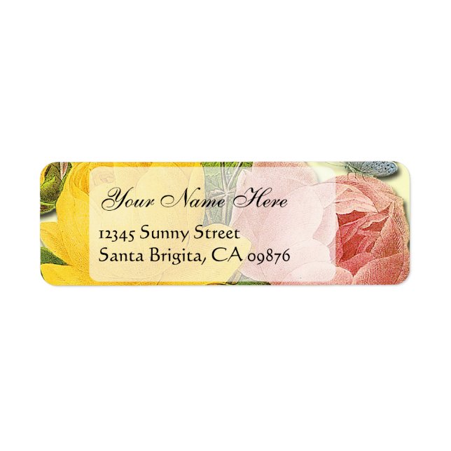 Pink Yellow Roses Custom Return Address Labels (Front)